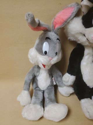 Vintage Mighty Star Warner Brothers Plush Stuffed Dolls Bugs Bunny & Sylvester 2