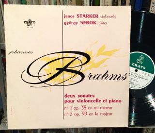 Brahms Cello Sonatas Janos Starker,  Gyorgy Sebok Erato Lde 3137 Ed1 Nm