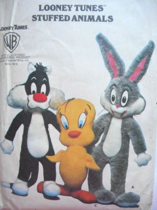 Uncut 1978 Butterick Looney Tune Bugs Bunny Sylvester Cat Tweety Bird Pattern Ff