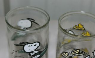 2 United Feature Syndicate SNOOPY PEANUTS Character Glass Tumbler 1958,  1965 2