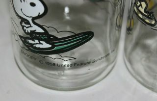 2 United Feature Syndicate SNOOPY PEANUTS Character Glass Tumbler 1958,  1965 3