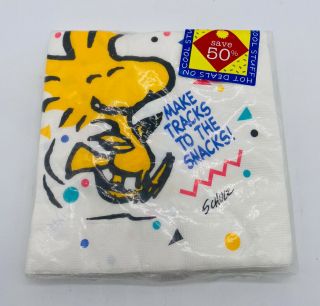 Vintage Hallmark Peanuts Woodstock Paper Napkins 13 " Make Tracks To The Snacks