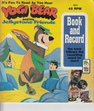 1974 Yogi Bear And His Jellystone Friends 45rpm Record With Read Along Storybook