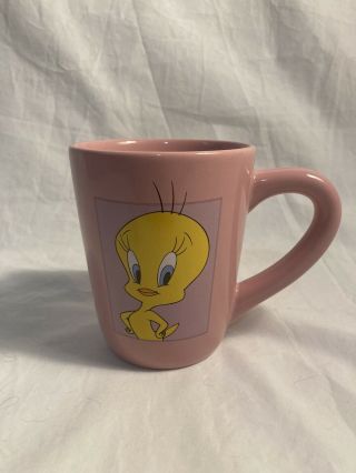 Vintage Tweety Bird Pink Mug Warner Bros Studio Store 1998 Coffee Cup