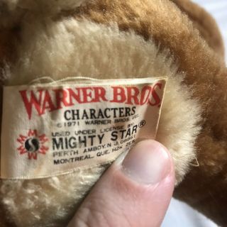 Vintage Mighty Star Wile E.  Coyote Warner Brothers Bros 1971 Plush Toy Stuffed 2