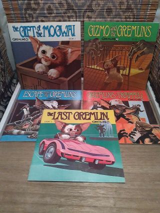 Vintage 1984 Gremlin Adventures Read Along Vinyl Record Lp Complete Set 1 - 5 Vg,