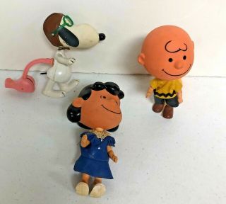 3 1968 Mattel Peanuts Charlie Brown Snoopy & Lucy Skediddlers