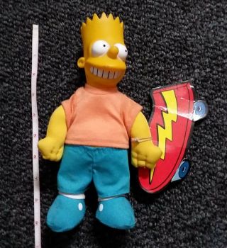 The Simpsons - Bart Simpson - 1990 Burger King Doll/action Figure W/skateboard