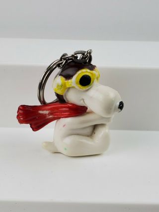 Peanuts Snoopy Red Baron Vintage 2 " Plastic Pvc Character Keychain Figure Ufs