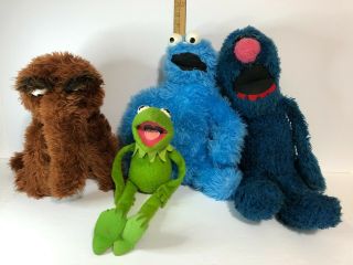 Vintage Plush Sesame Street Toys: Snuffleupagus,  Kermit,  Cookie Monster,  Grover