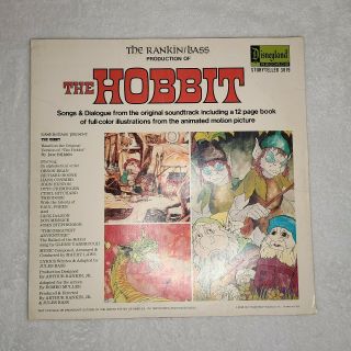 THE HOBBIT 1977 Disneyland 3819 Rankin Bass Animation Soundtrack Vinyl LP w BOOK 2