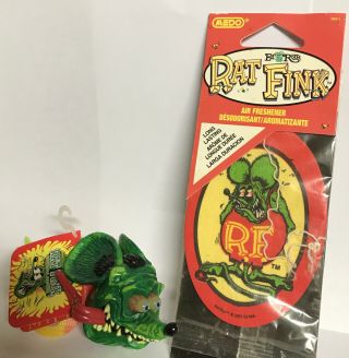 Nos Ed Big Daddy Roth Rat Fink Flames Antenna Topper & Air Freshener With Tags