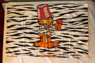 Garfield Jim Davis Vtg 80s 90s Pillowcase Cartoon In Bed Sleeping