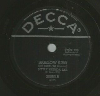 Rockabilly 78 - Little Brenda Lee - Bigelow 6 - 200 - Hear - 1956 Decca - 30050
