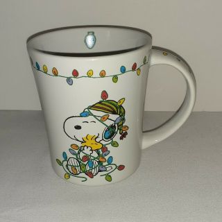 Gibson Overseas Peanuts Snoopy Woodstock Christmas Lights Large Mug 4 1/4 "
