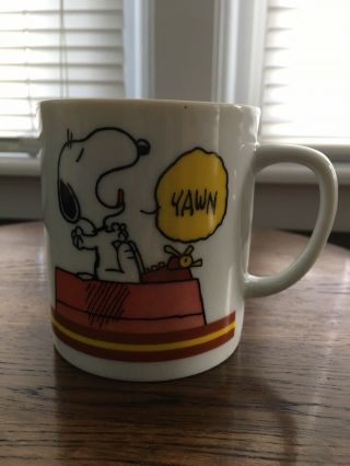 Snoopy 1965 Yawn Coffee Mug.  I’m Not Worth A Thing Before Coffee Break