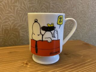 Snoopy Woodstock This Has Been A Good Day Pedestal Coffee Mug Cup Vintage