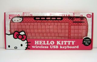 Pink Hello Kitty Wireless Usb Keyboard 2.  4 Ghz Plug 