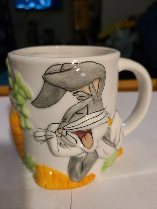 Vintage 1998 Looney Tunes 3d Bugs Bunny Coffee Cup Mug Warner Bros Gibson 16 Oz