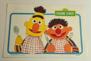 Vintage Sesame Street 1981 Playtime Placemats Bert & Ernie