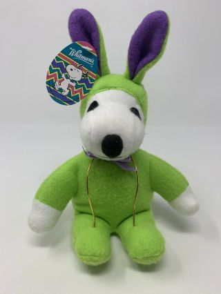 Whitman’s Peanuts Snoopy In Green Bunny Suit Easter Plush Stuffed Animal 7.  75”