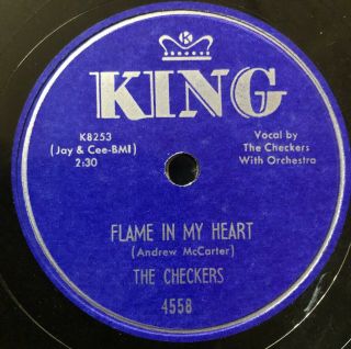The Checkers 1952 R&b Doo Wop 78 Flame In My Heart / Oh Oh Oh Baby King Vg,