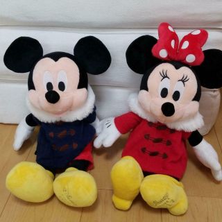Disney Store Mickey Minnie Mouse Christmas 2017 Japan Plush Doll Toy 2 Set