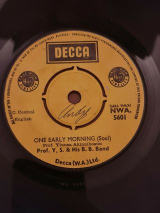 Prof Y S & His B B Band " One Early Morning " Rare Afro Funk Soul 45 Decca