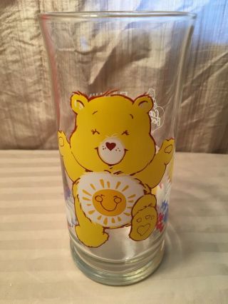 Vintage 1983 Care Bears " Funshine Bear " Character Drinking Glass - Pizza Hut