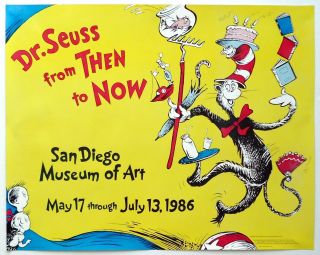Vintage 1986 Dr Seuss From Then To Now Poster - San Diego Museum Of Art Exhibit