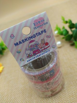 Sanrio Marron Cream Washi Masking Tape Scrapbooking Adhesives set of 3 3