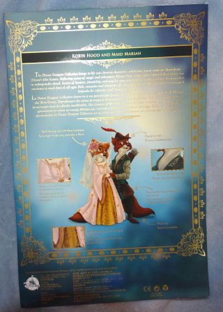Disney Store Robin Hood & Maid Marian Designer Fairytale Lithograph Print 3