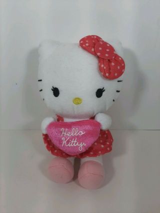 Hello Kitty Just Play Toys 9 " Plush Pink Polkadot Dress Holding Heart
