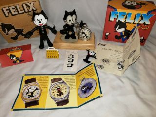 Felix The Cat Pocket Watch By Fossil Limited Edition,  With Figure,  Pin,  Buttons