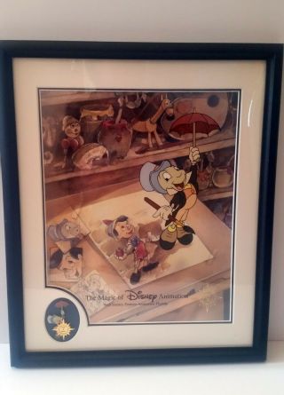 The Magic Of Disney Animation Cel " Just Dropping By " With Pin 2003 Jiminy Crick
