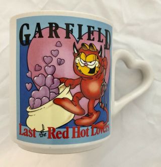 Garfield Coffee Cup Mug " Last Of The Red Hot Lovers " Heart Shaped Handle,  1978