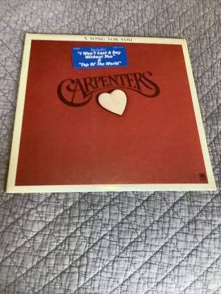 The Carpenters A Song For You Lp A&m Sp 3511 - 1972 Hype Sticker