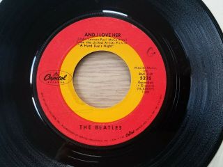 The Beatles 45 Record And I Love Her,  Capitol 1970 Oval Logo Subsidiary Label
