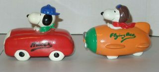 Rare Vintage Peanuts Snoopy Banks Flying Ace & Racer Charlie Brown Collectibles