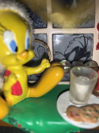 Tweety Bird Having Milk And Cookies Ornament.  3.  5” 3