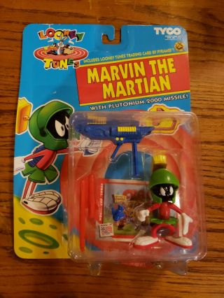 Vtg 1993 Tyco Looney Tunes Marvin The Martian Action Figure Play Set W Card