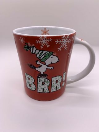 Peanuts Snoopy Skating Christmas Happy Holidays Brr Snowflakes Design Mug Gibson