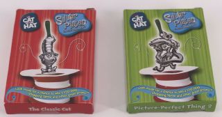 Cat In The Hat Burger King Collectible 2 Ornaments Silver Plated 2003 Universal