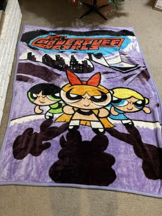 Vintage 62” X 82” Powerpuff Girls Cartoon Network Tv Show Mink Blanket Soft