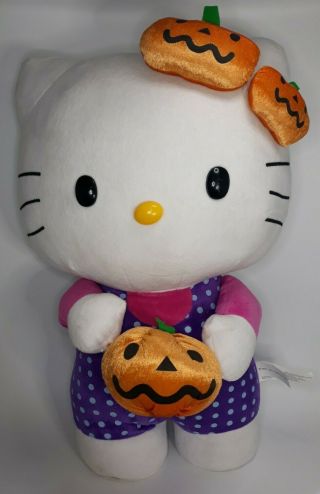 Hello Kitty Pumpkin Door Greeter Halloween Plush 24 " Htf Limited Gemmy