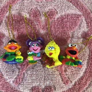 Set Of 4 Mini Sesame Street Ornaments Elmo Abby Ernie Big Bird