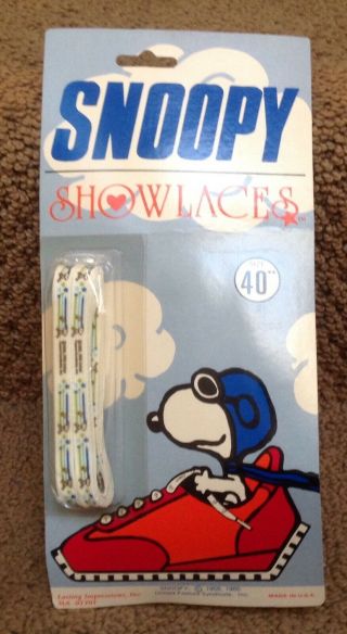 Vtg 1965 Snoopy Peanuts Gang Shoelaces On Card Show Laces 40 "