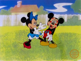 Disney Mickey Minnie Mouse Surprise Party Ltd Edition Sericel Animation Art Cel