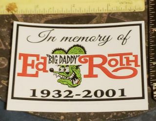 2020 In Memory Of Ed " Big Daddy " Roth " 1932 - 2001 " Red/blk Helmet/bike/car Window