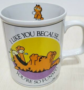 Vintage 1978 Garfield Coffee Mug I Like You Because You’re So Funny Jim Davis